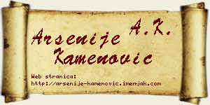 Arsenije Kamenović vizit kartica